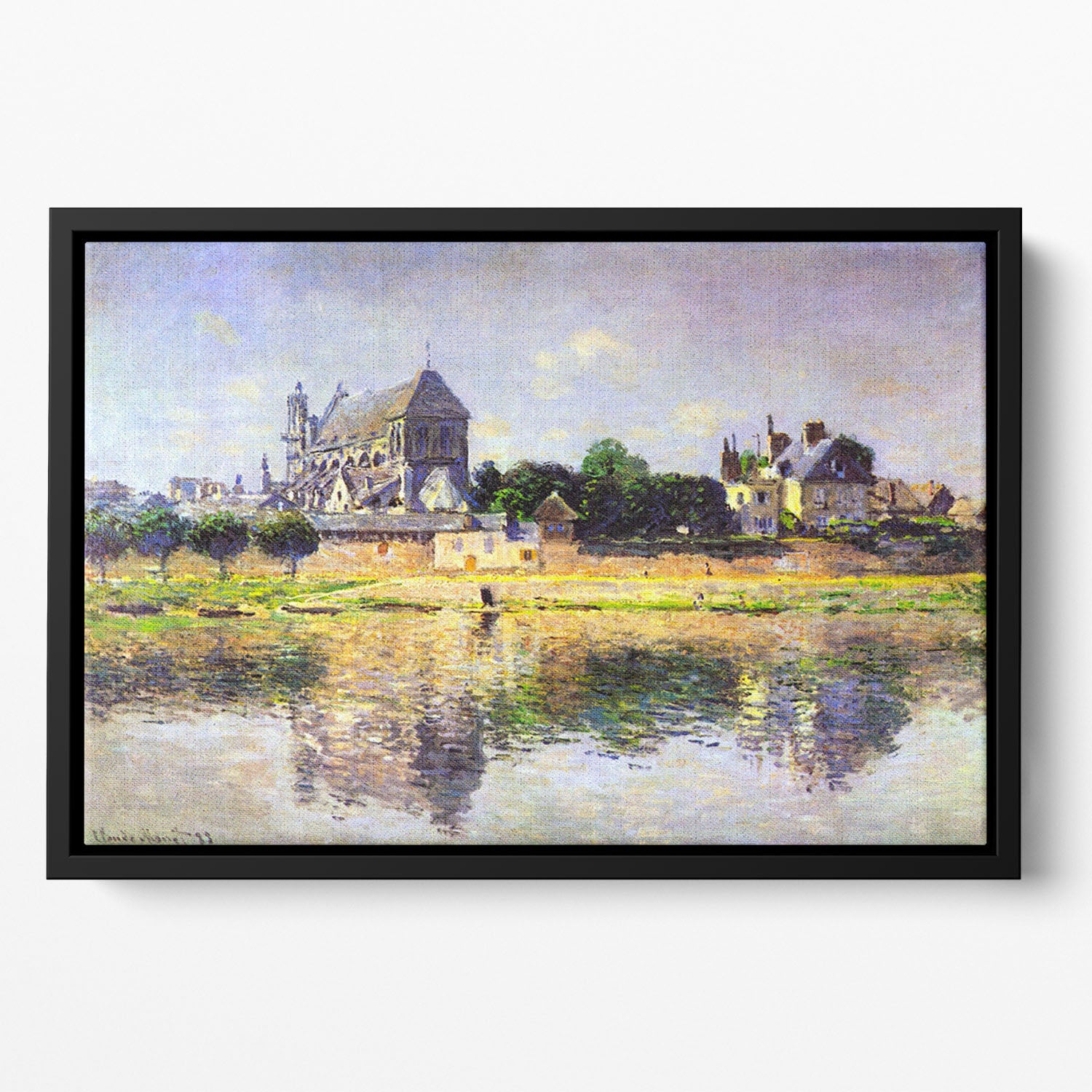 Monets garden in Vetheuil by Monet Floating Framed Canvas