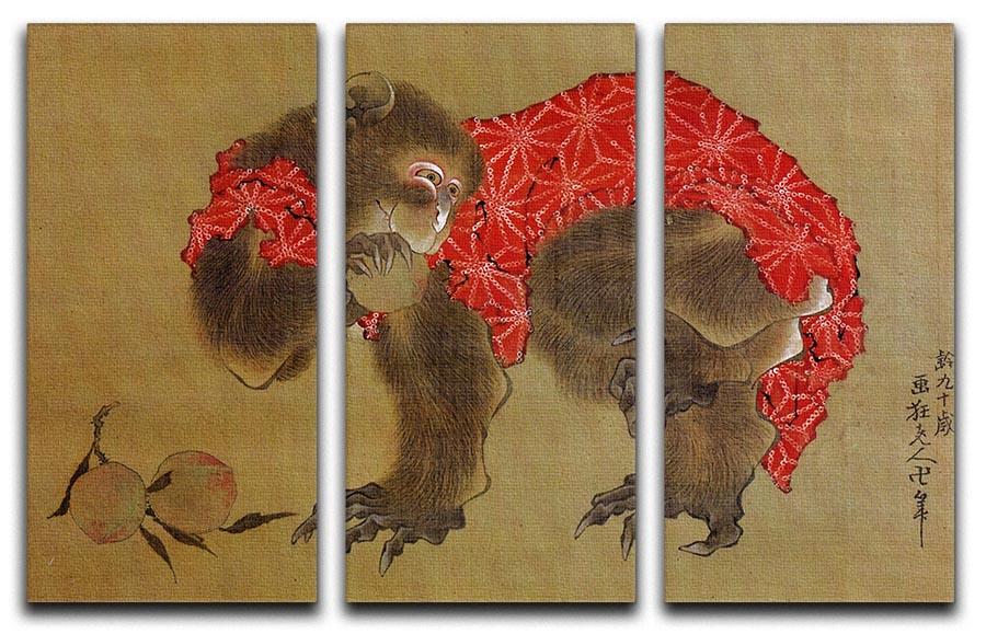 Monkey by Hokusai 3 Split Panel Canvas Print - Canvas Art Rocks - 1