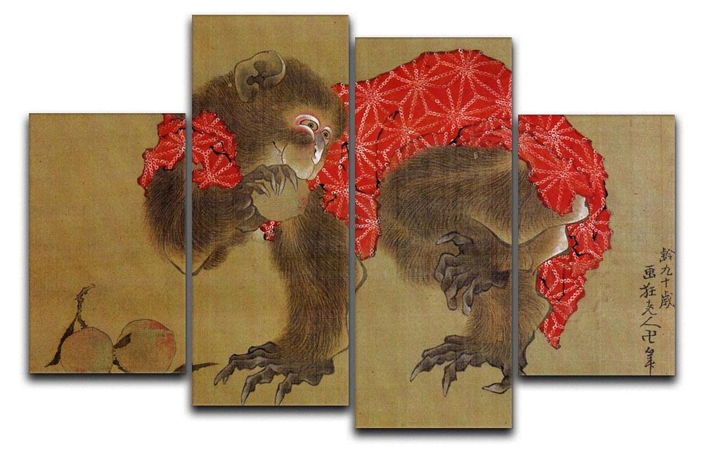 Monkey by Hokusai 4 Split Panel Canvas  - Canvas Art Rocks - 1