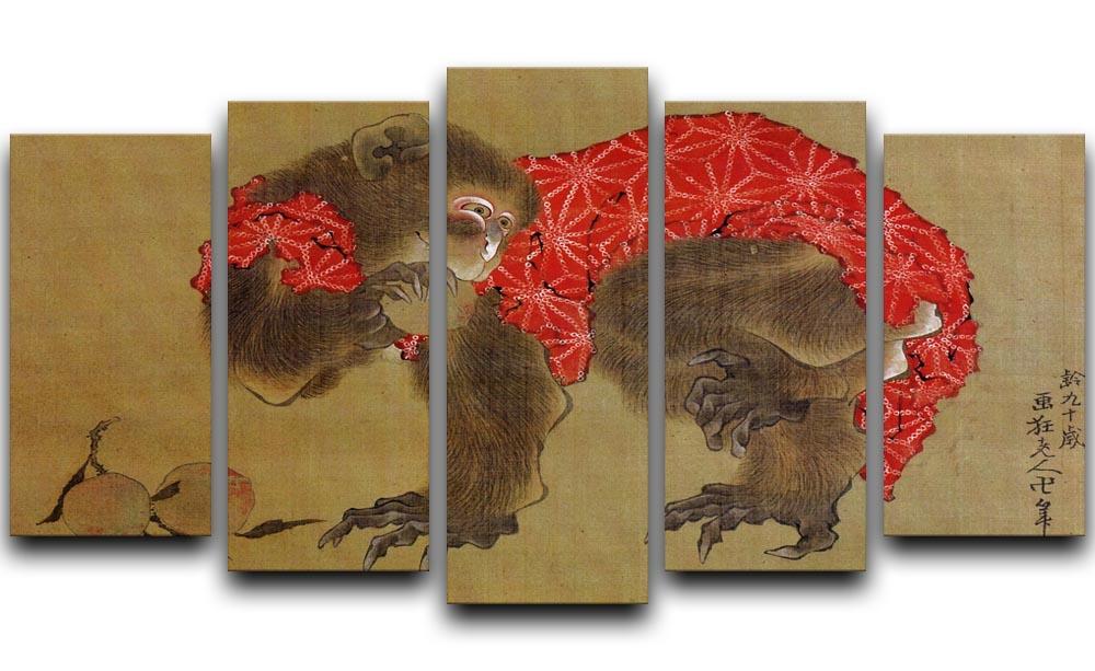 Monkey by Hokusai 5 Split Panel Canvas  - Canvas Art Rocks - 1