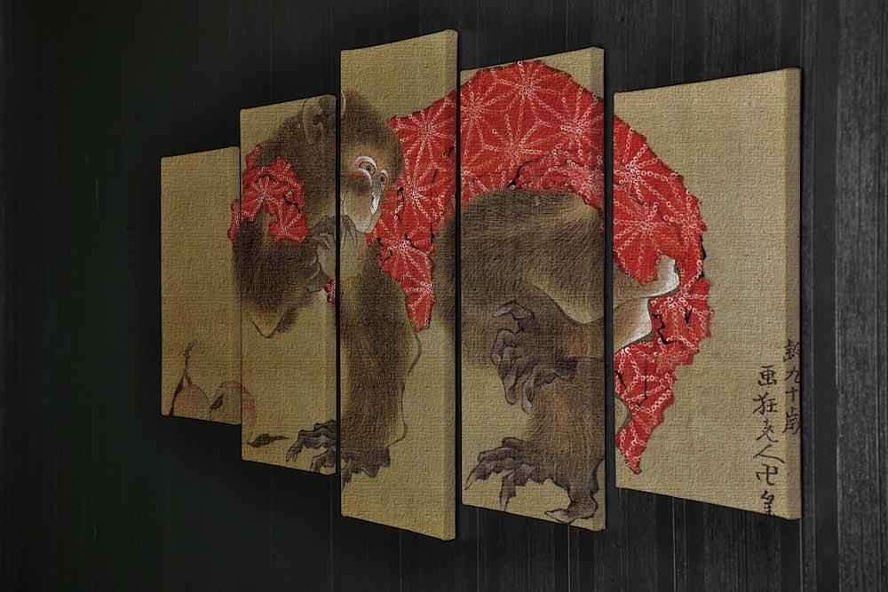 Monkey by Hokusai 5 Split Panel Canvas - Canvas Art Rocks - 2