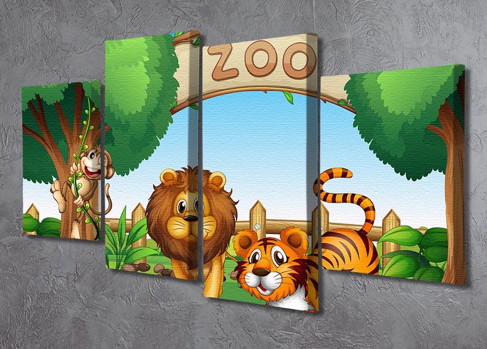 Monkey lion and a tiger at Zoo 4 Split Panel Canvas - Canvas Art Rocks - 2