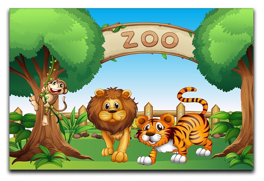 Monkey lion and a tiger at Zoo Canvas Print or Poster - Canvas Art Rocks - 1
