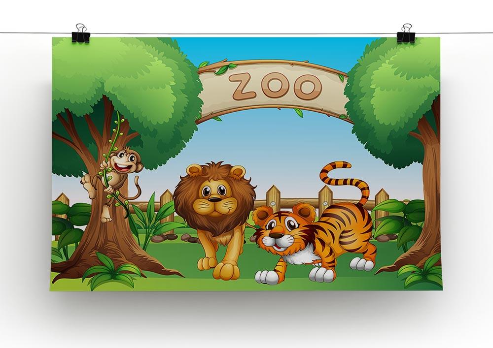 Monkey lion and a tiger at Zoo Canvas Print or Poster - Canvas Art Rocks - 2