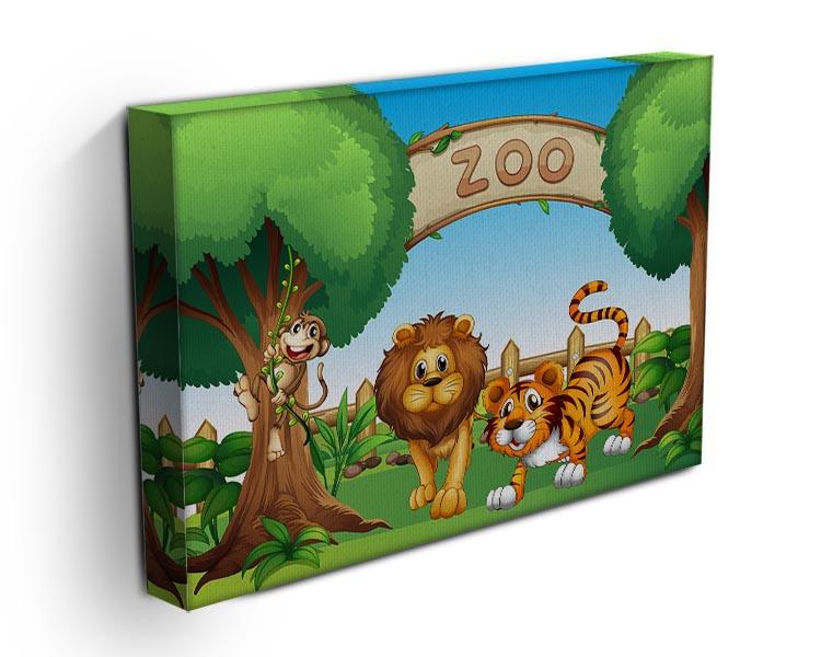 Monkey lion and a tiger at Zoo Canvas Print or Poster - Canvas Art Rocks - 3