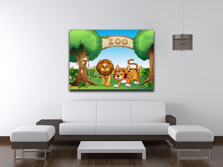 Monkey lion and a tiger at Zoo Canvas Print or Poster - Canvas Art Rocks - 4