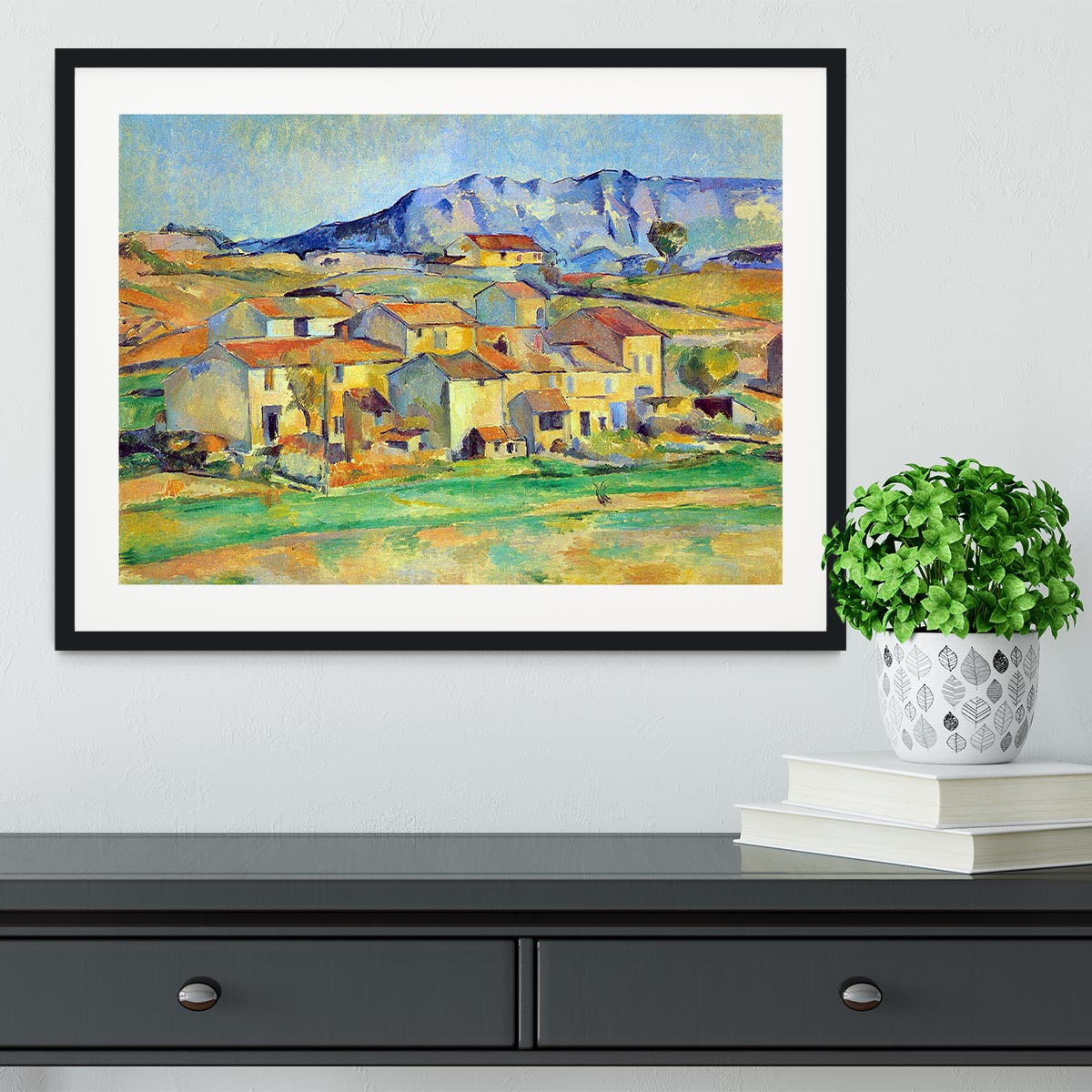 Montaigne Sainte-Victoire from the environment beu Gardanne of view by Cezanne Framed Print - Canvas Art Rocks - 1