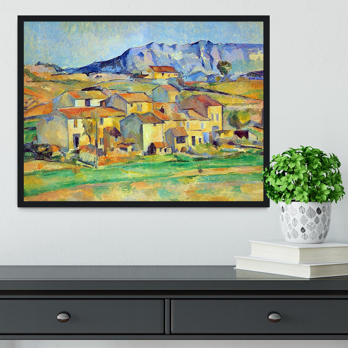 Montaigne Sainte-Victoire from the environment beu Gardanne of view by Cezanne Framed Print - Canvas Art Rocks - 2