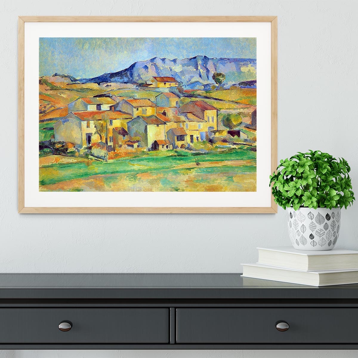 Montaigne Sainte-Victoire from the environment beu Gardanne of view by Cezanne Framed Print - Canvas Art Rocks - 3