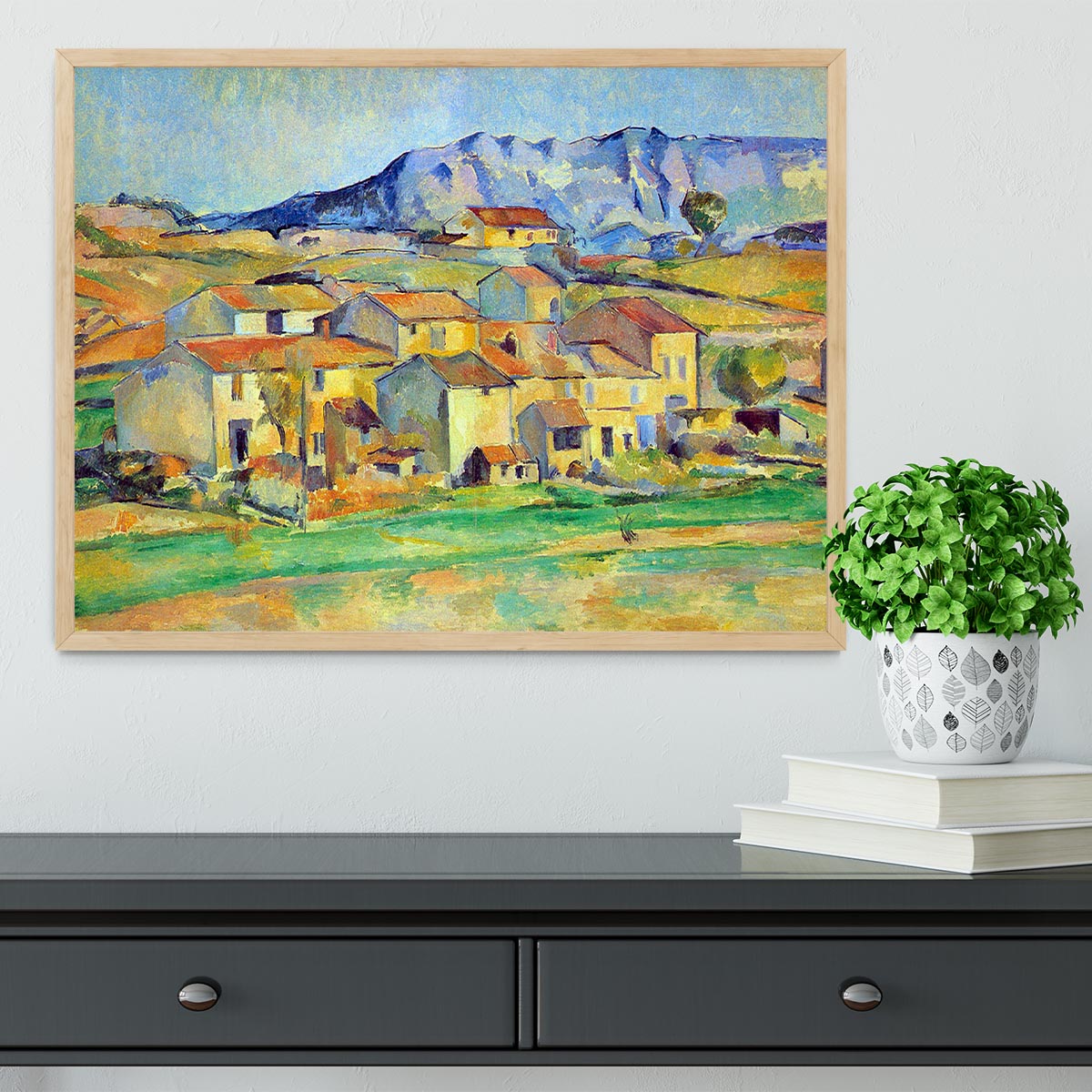 Montaigne Sainte-Victoire from the environment beu Gardanne of view by Cezanne Framed Print - Canvas Art Rocks - 4