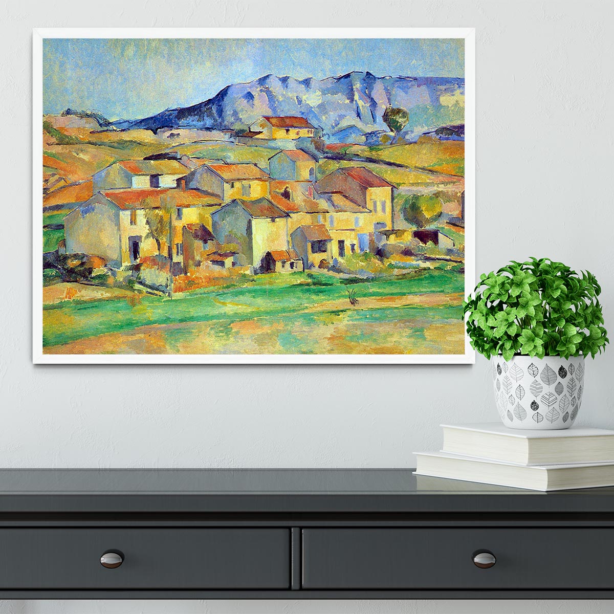 Montaigne Sainte-Victoire from the environment beu Gardanne of view by Cezanne Framed Print - Canvas Art Rocks -6