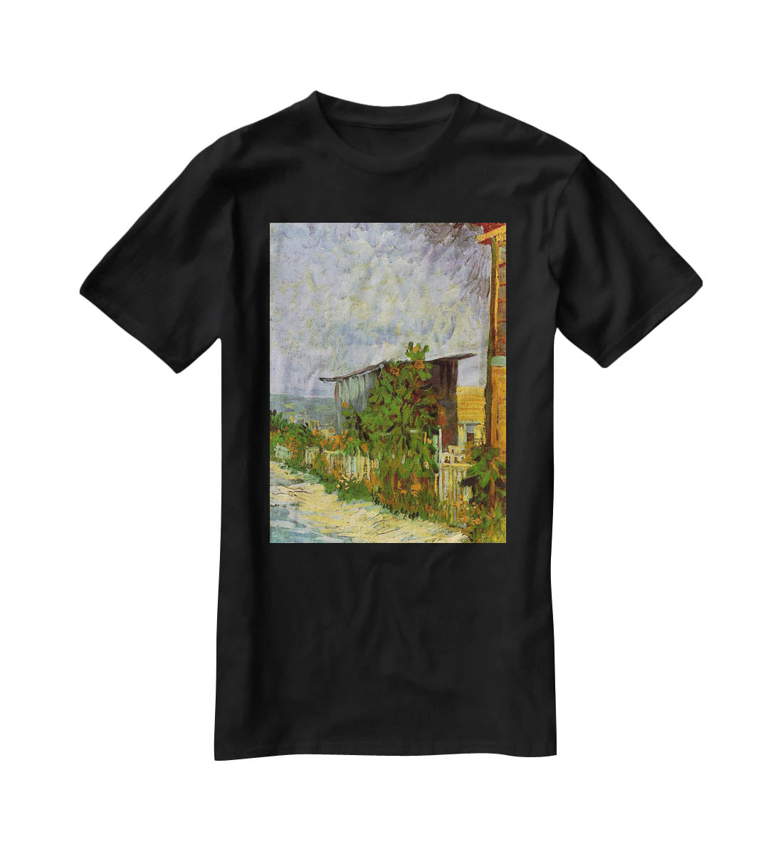 Montmartre Path with Sunflowers by Van Gogh T-Shirt - Canvas Art Rocks - 1