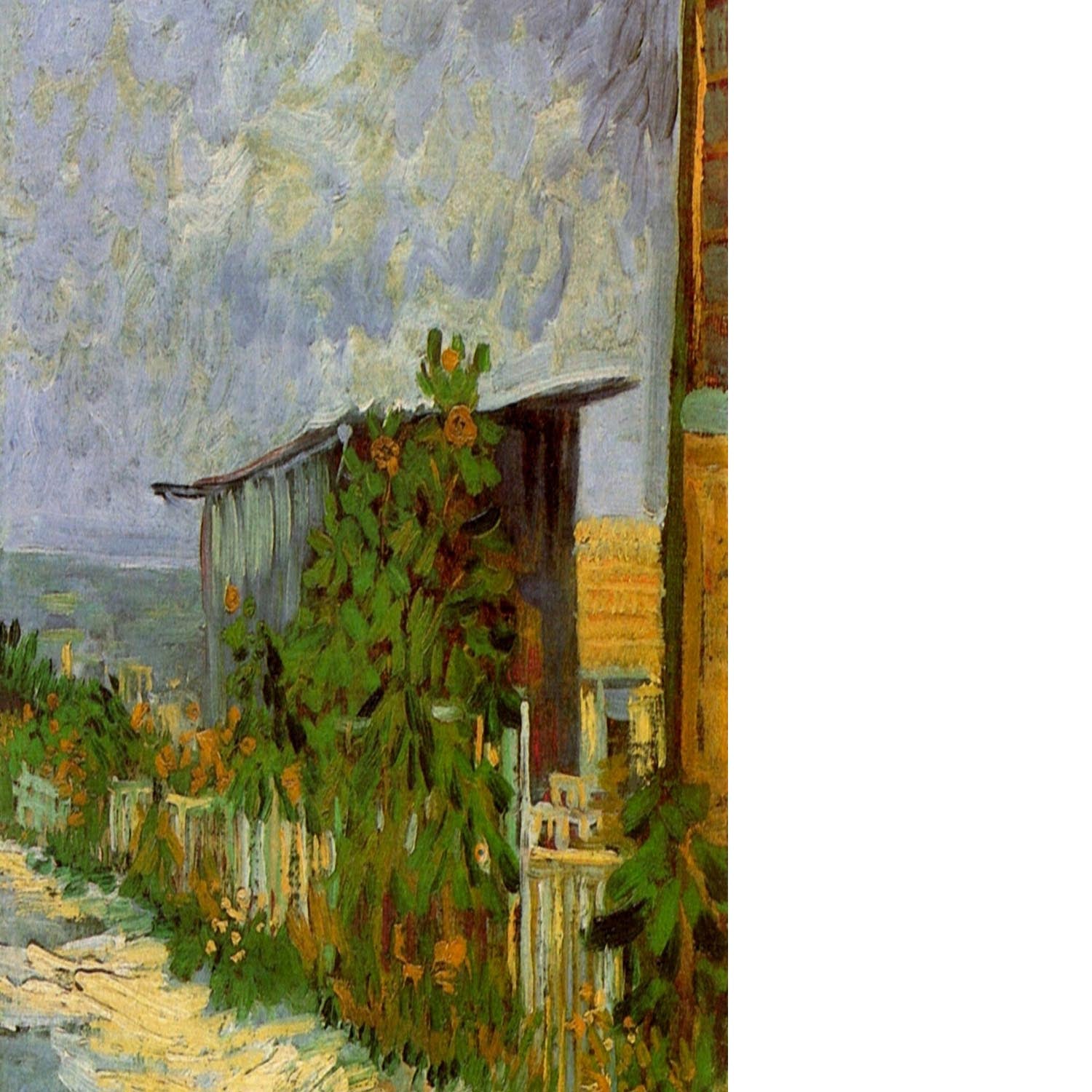 Montmartre Path with Sunflowers by Van Gogh Floating Framed Canvas