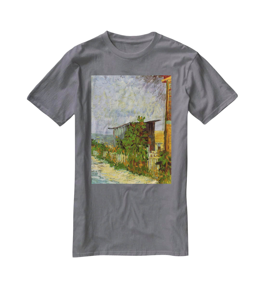 Montmartre Path with Sunflowers by Van Gogh T-Shirt - Canvas Art Rocks - 3