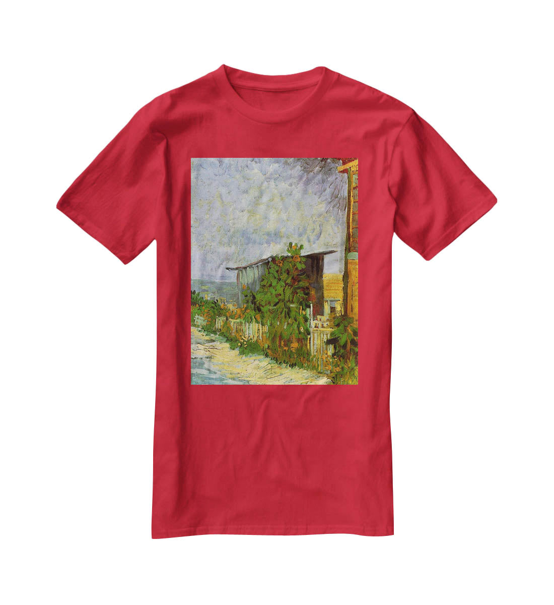 Montmartre Path with Sunflowers by Van Gogh T-Shirt - Canvas Art Rocks - 4
