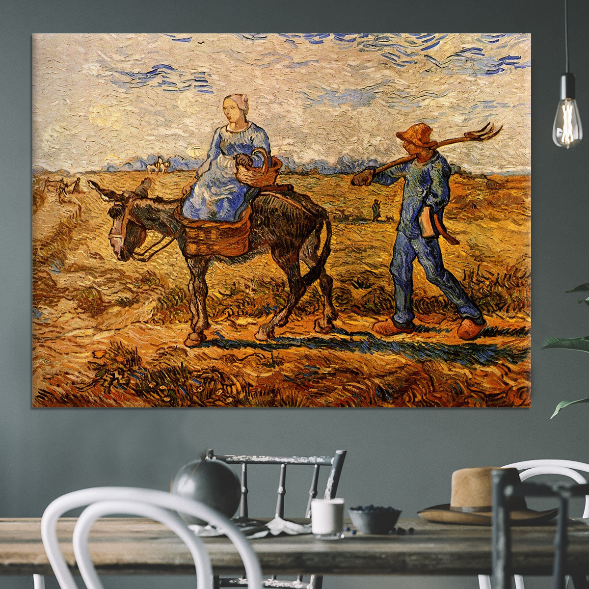 Morning Peasant Couple Going to Work by Van Gogh Canvas Print or Poster - Canvas Art Rocks - 3