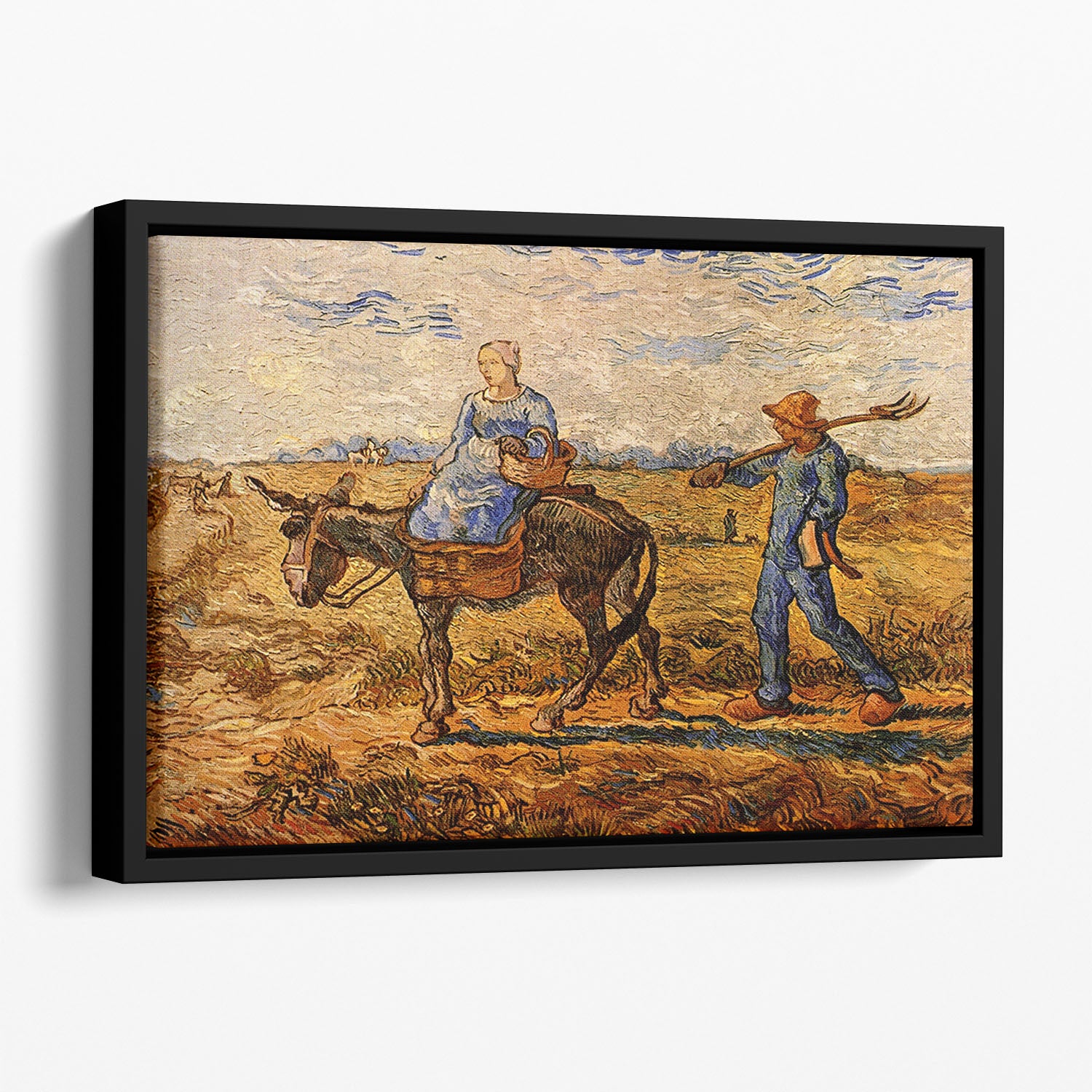Morning Peasant Couple Going to Work by Van Gogh Floating Framed Canvas