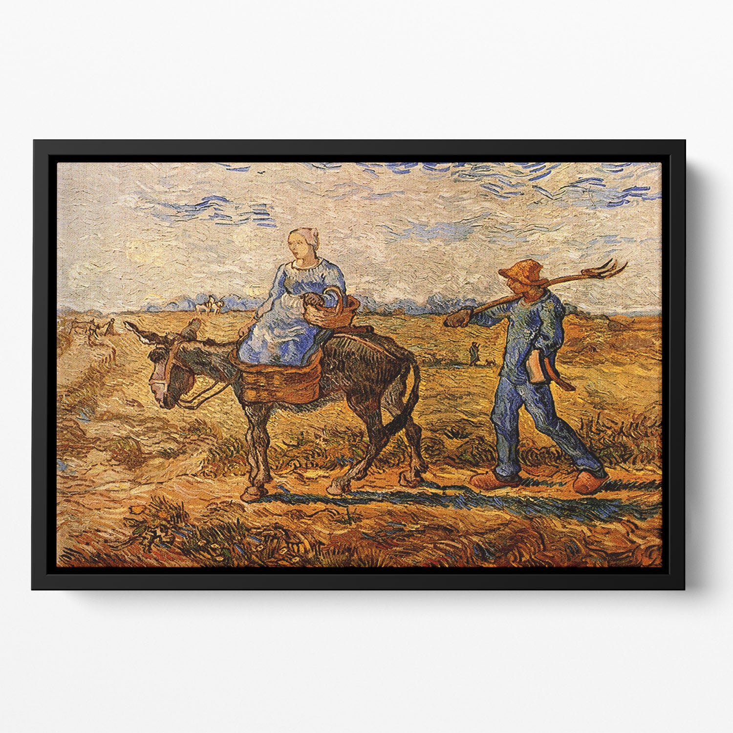 Morning Peasant Couple Going to Work by Van Gogh Floating Framed Canvas