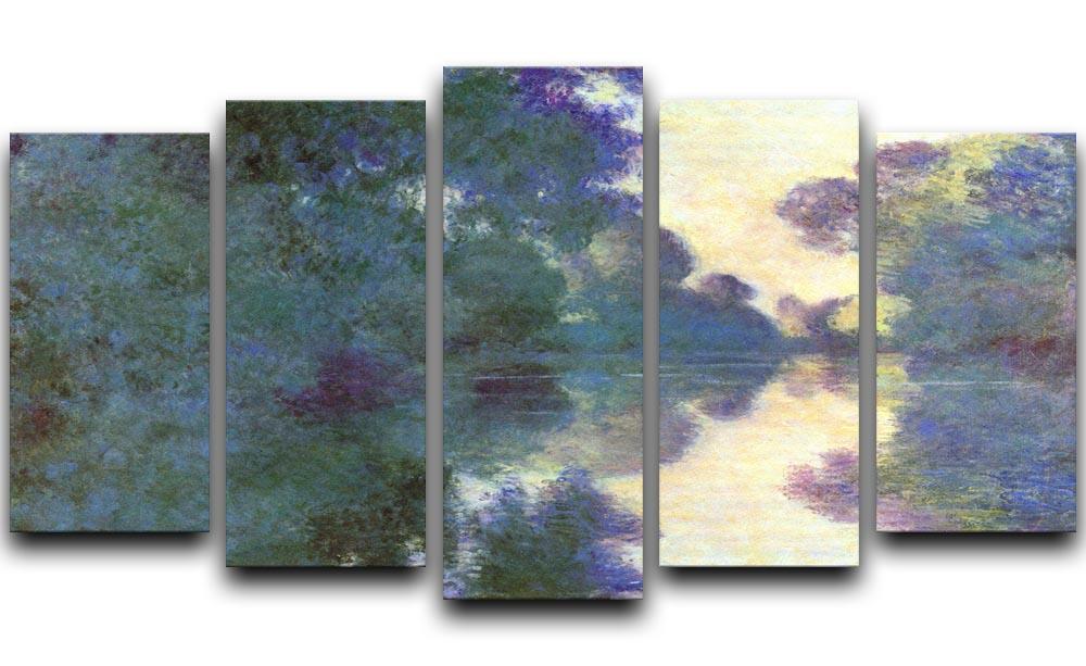Morning on the Seine at Giverny by Monet 5 Split Panel Canvas  - Canvas Art Rocks - 1