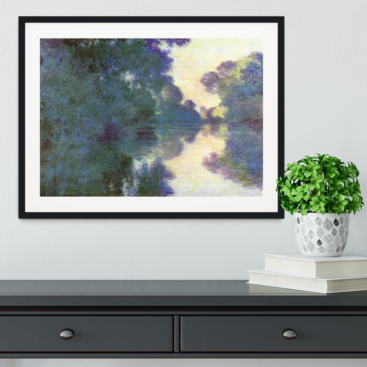 Morning on the Seine at Giverny by Monet Framed Print - Canvas Art Rocks - 1