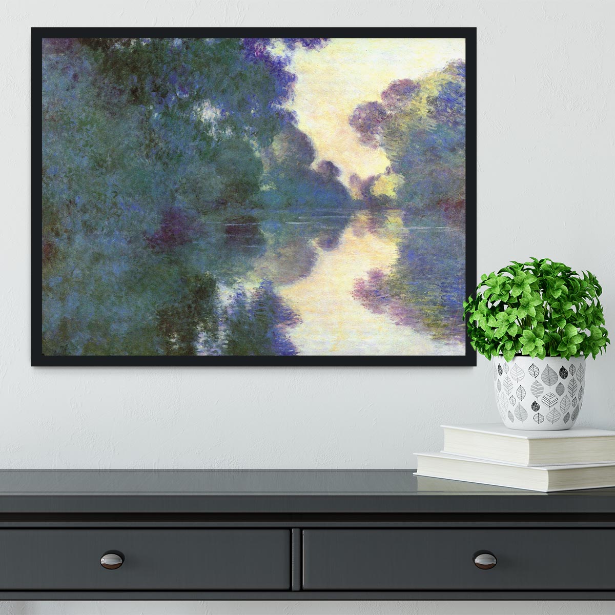 Morning on the Seine at Giverny by Monet Framed Print - Canvas Art Rocks - 2