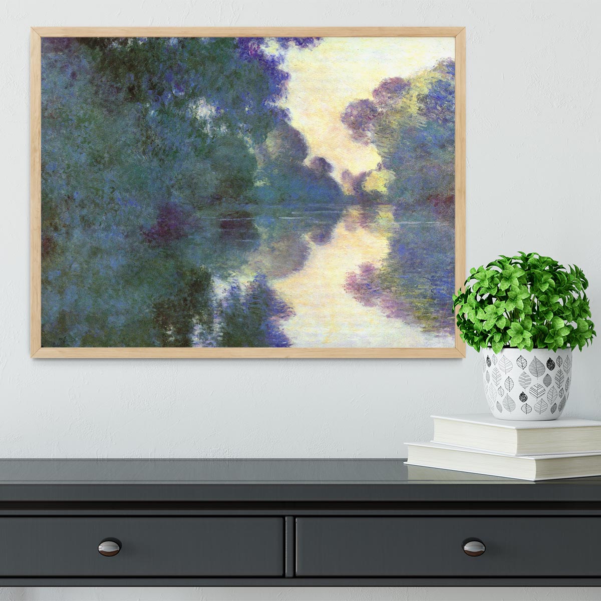 Morning on the Seine at Giverny by Monet Framed Print - Canvas Art Rocks - 4