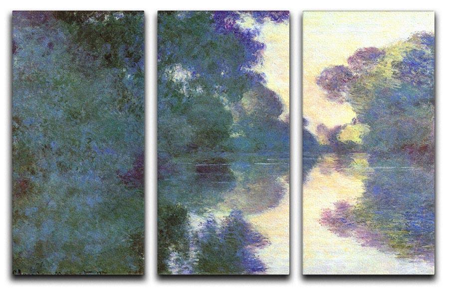 Morning on the Seine at Giverny by Monet Split Panel Canvas Print - Canvas Art Rocks - 4
