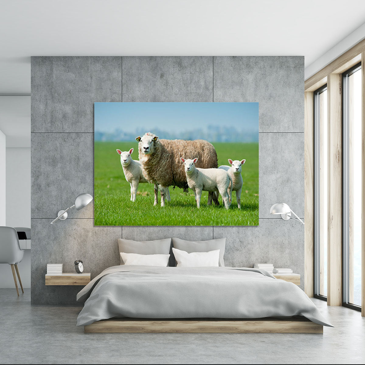 Mother sheep and her lambs in spring Canvas Print or Poster - Canvas Art Rocks - 5