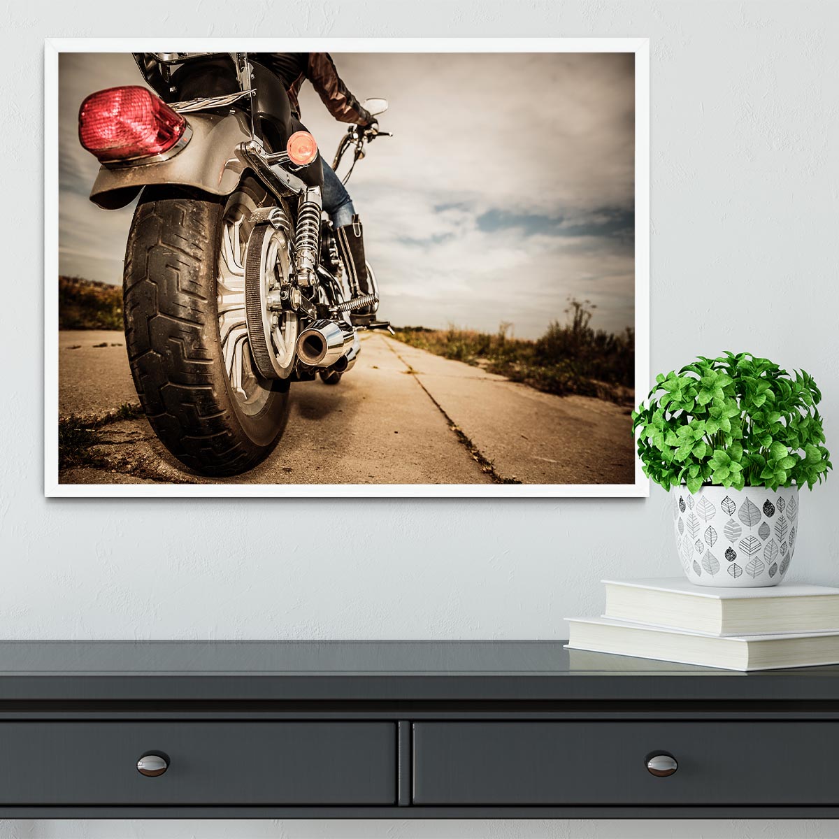 Motorbike Wheel Framed Print - Canvas Art Rocks -6