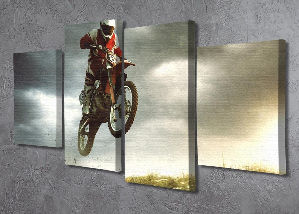 Motorbike jumps in the air 4 Split Panel Canvas  - Canvas Art Rocks - 2