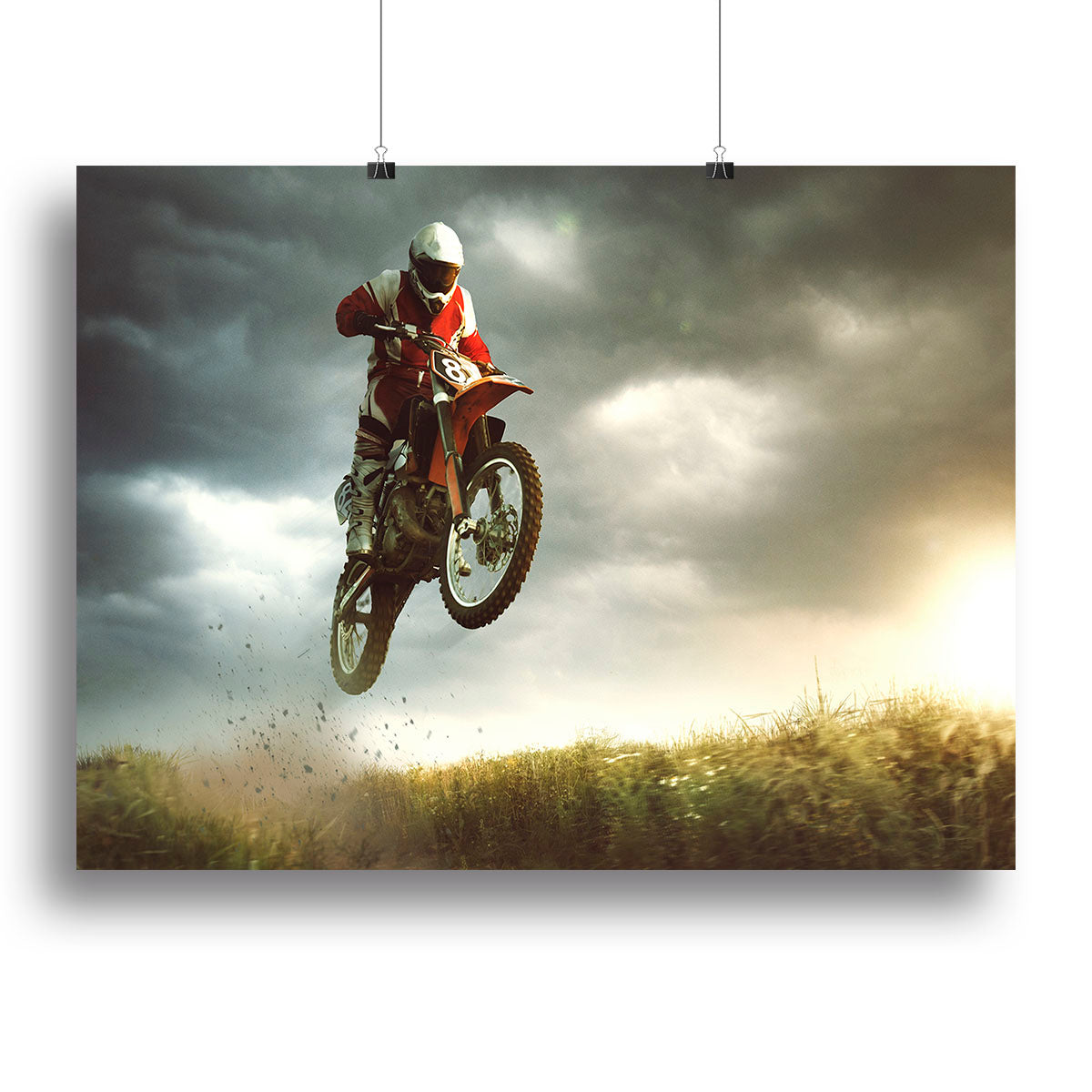 Motorbike jumps in the air Canvas Print or Poster - Canvas Art Rocks - 2