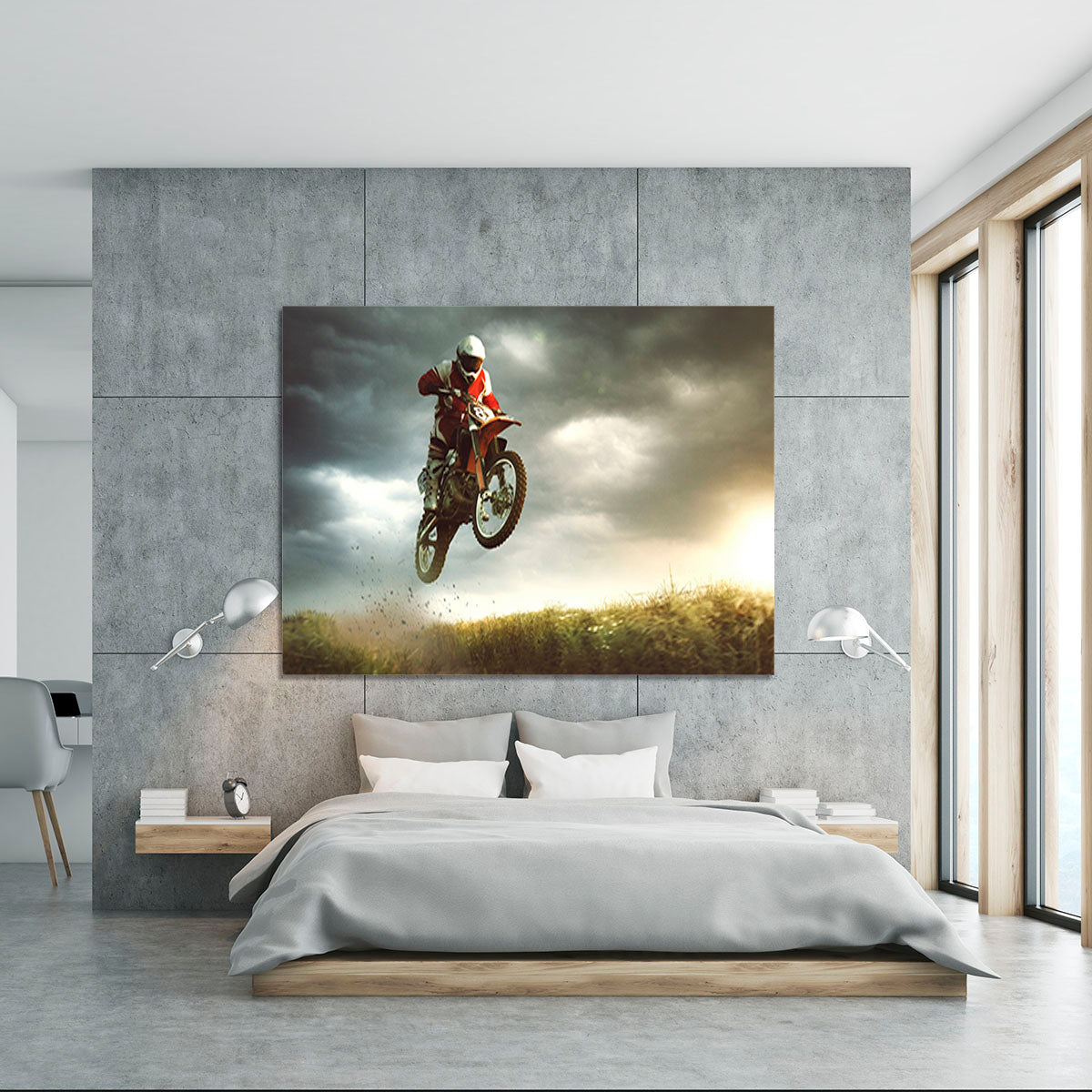 Motorbike jumps in the air Canvas Print or Poster - Canvas Art Rocks - 5
