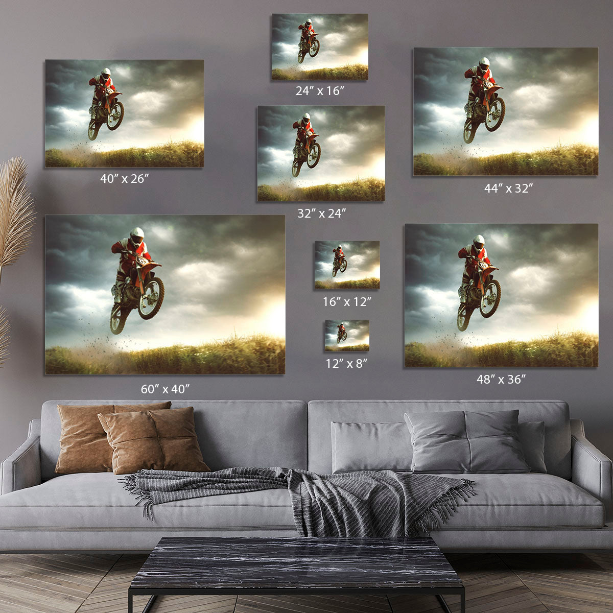 Motorbike jumps in the air Canvas Print or Poster - Canvas Art Rocks - 7