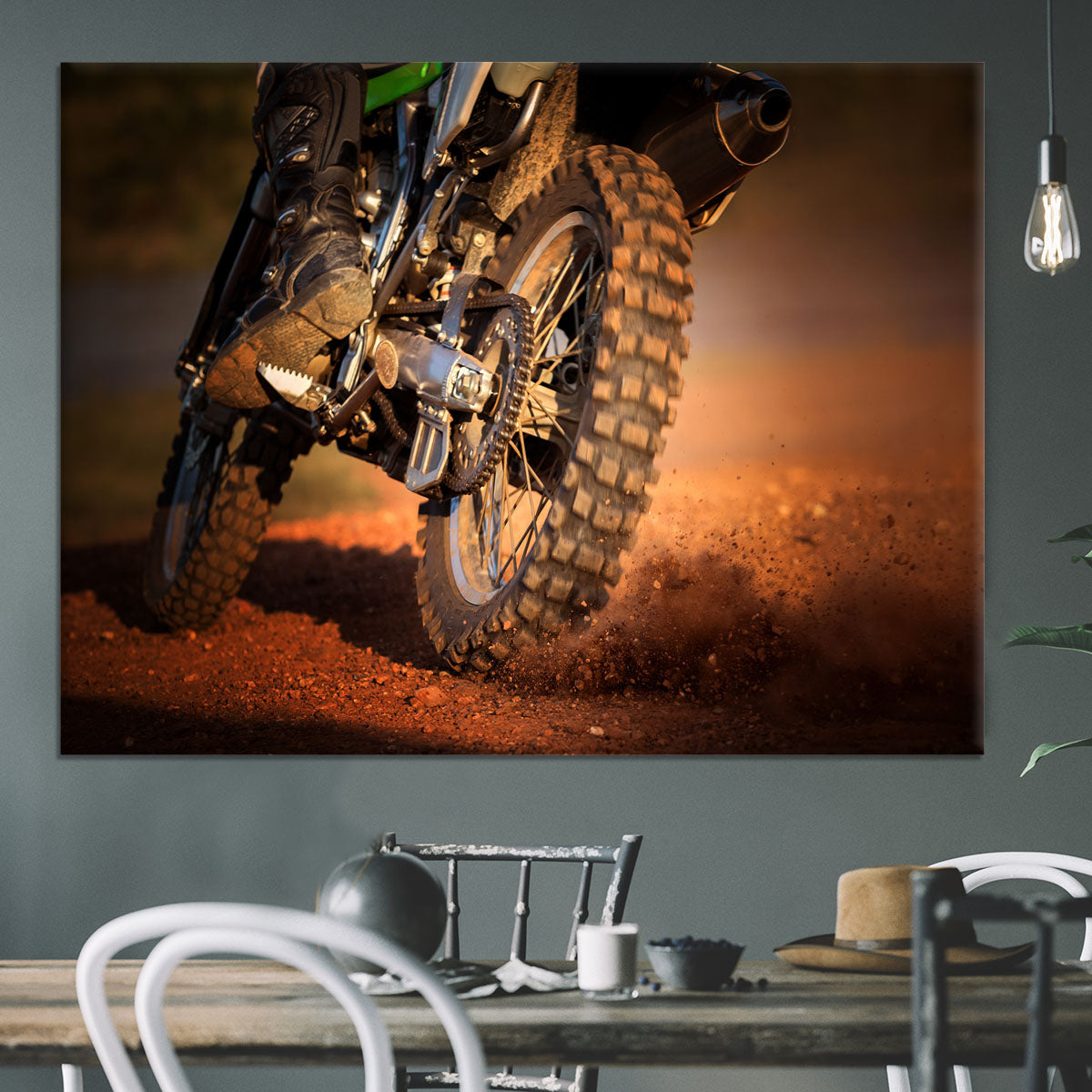 Motorbike on dirt track Canvas Print or Poster - Canvas Art Rocks - 3