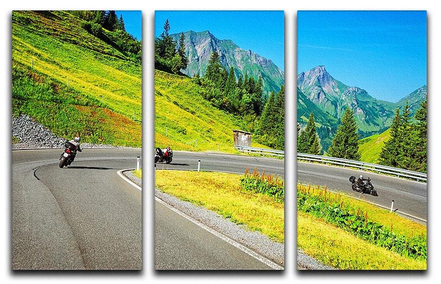 Motorbikers group in the moutains 3 Split Panel Canvas Print - Canvas Art Rocks - 1