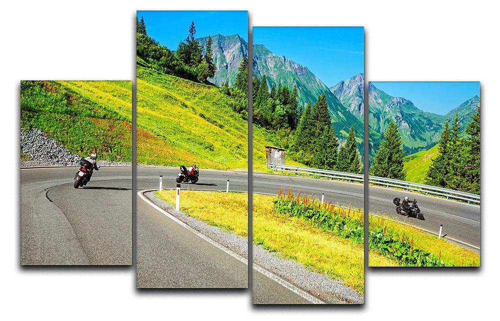 Motorbikers group in the moutains 4 Split Panel Canvas  - Canvas Art Rocks - 1