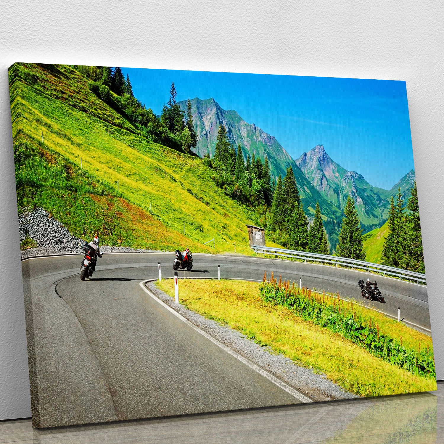 Motorbikers group in the moutains Canvas Print or Poster - Canvas Art Rocks - 1