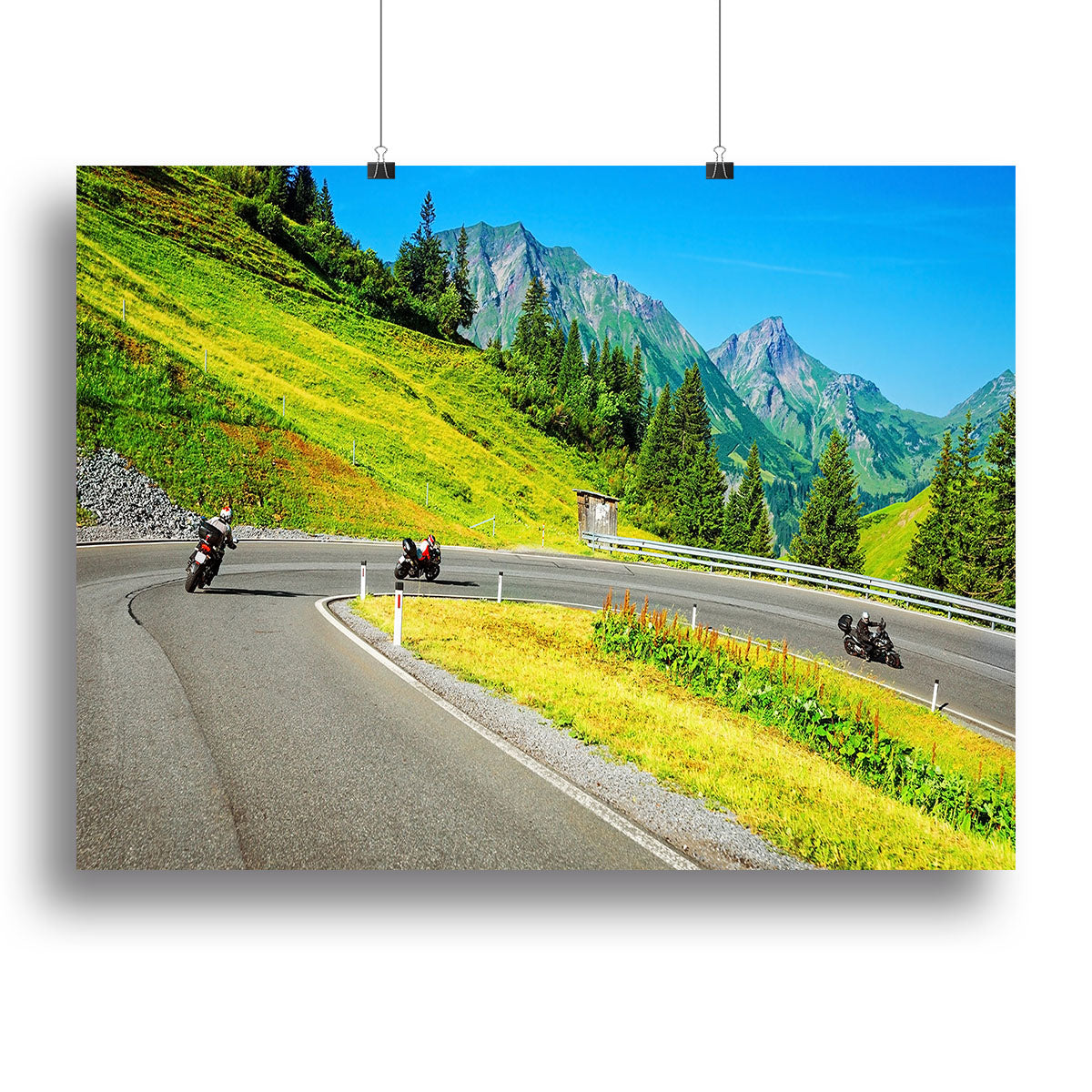 Motorbikers group in the moutains Canvas Print or Poster - Canvas Art Rocks - 2