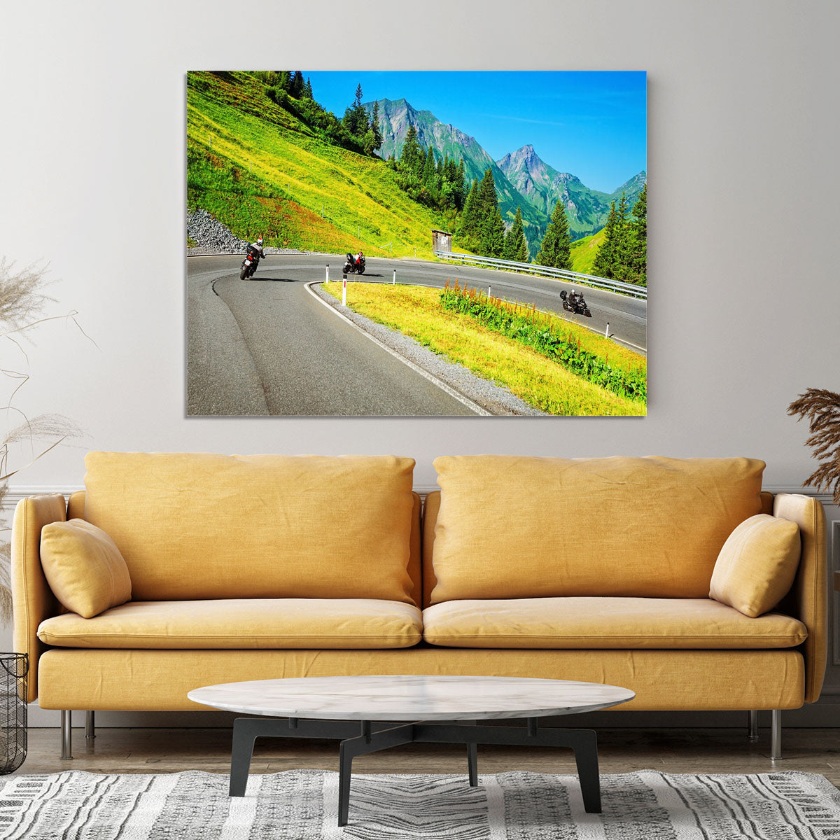 Motorbikers group in the moutains Canvas Print or Poster - Canvas Art Rocks - 4