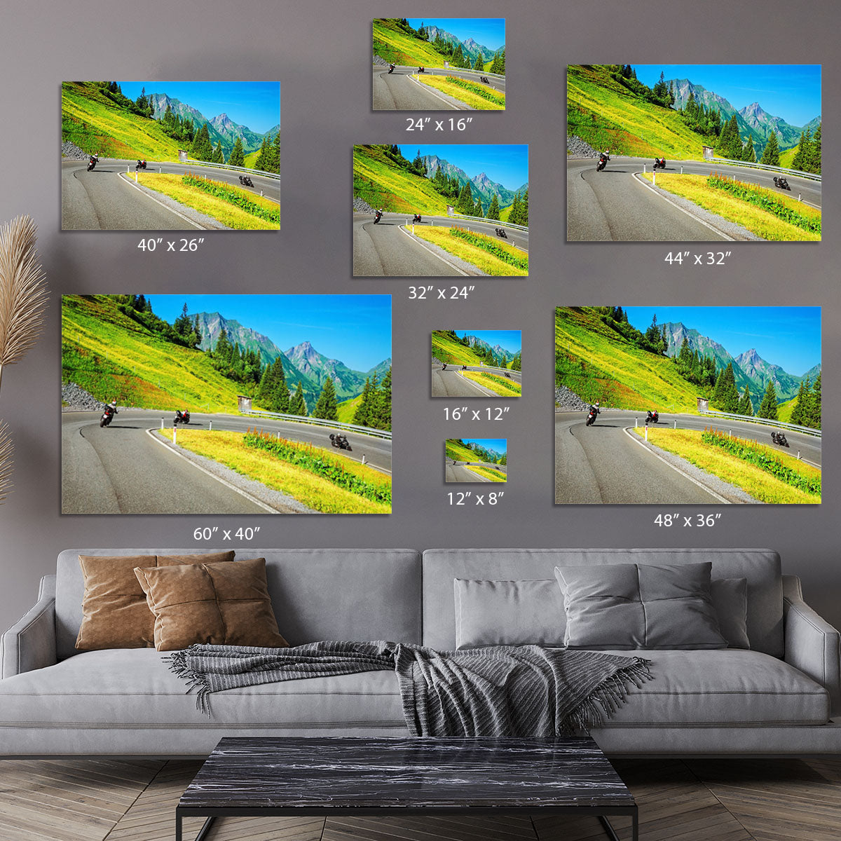 Motorbikers group in the moutains Canvas Print or Poster - Canvas Art Rocks - 7