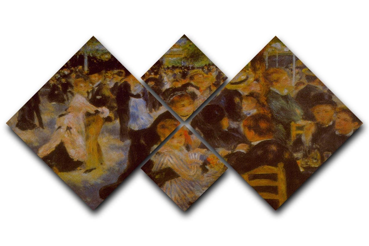 Moulin Galette by Renoir 4 Square Multi Panel Canvas  - Canvas Art Rocks - 1