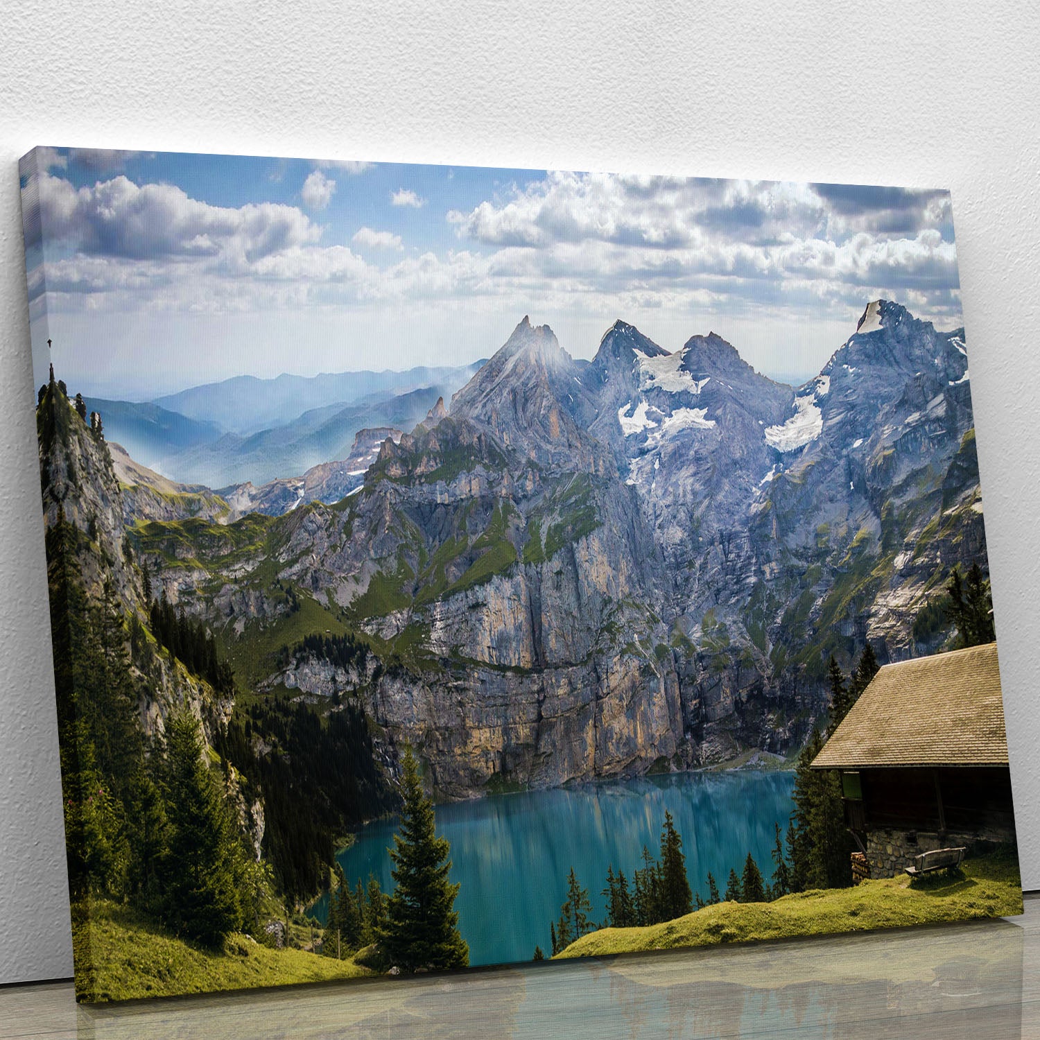 Mountains Over Looking Lake Canvas Print or Poster - Canvas Art Rocks - 1