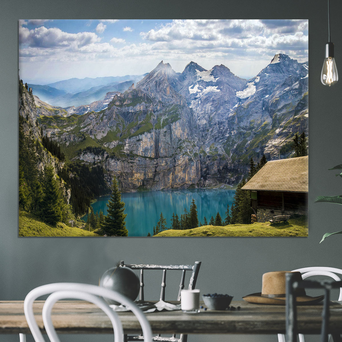 Mountains Over Looking Lake Canvas Print or Poster - Canvas Art Rocks - 3
