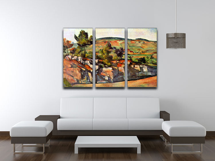 Mountains in Provence by Cezanne 3 Split Panel Canvas Print - Canvas Art Rocks - 3
