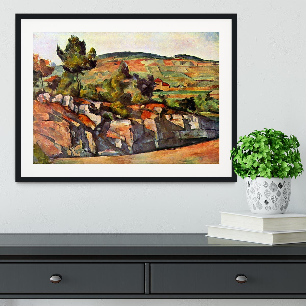 Mountains in Provence by Cezanne Framed Print - Canvas Art Rocks - 1