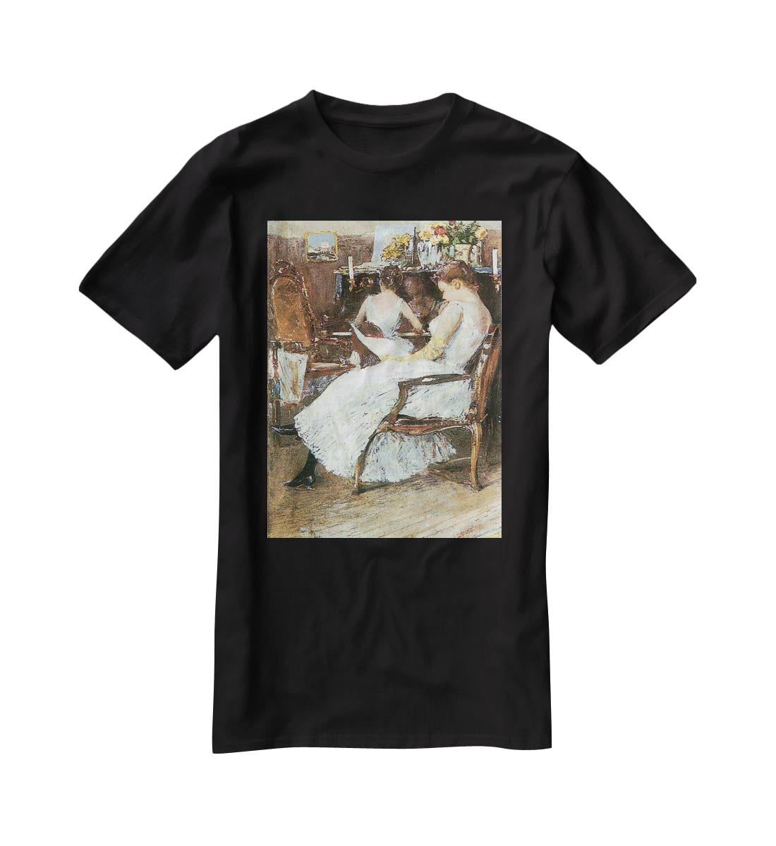 Mrs. Hassam and her sister by Hassam T-Shirt - Canvas Art Rocks - 1