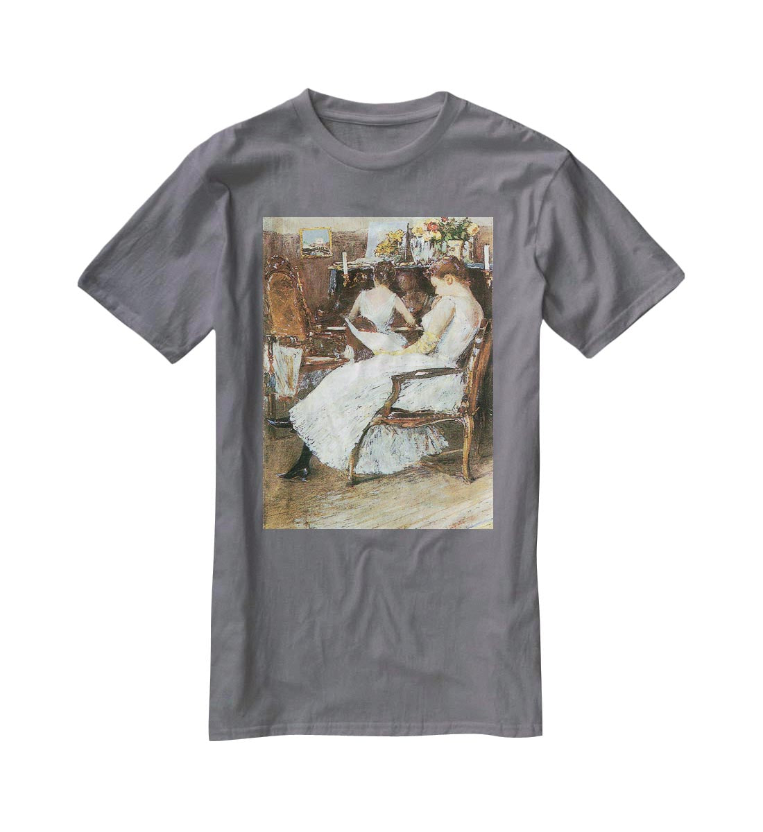 Mrs. Hassam and her sister by Hassam T-Shirt - Canvas Art Rocks - 3