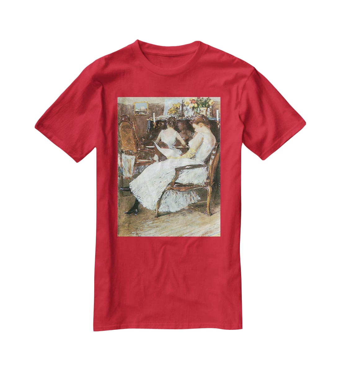 Mrs. Hassam and her sister by Hassam T-Shirt - Canvas Art Rocks - 4