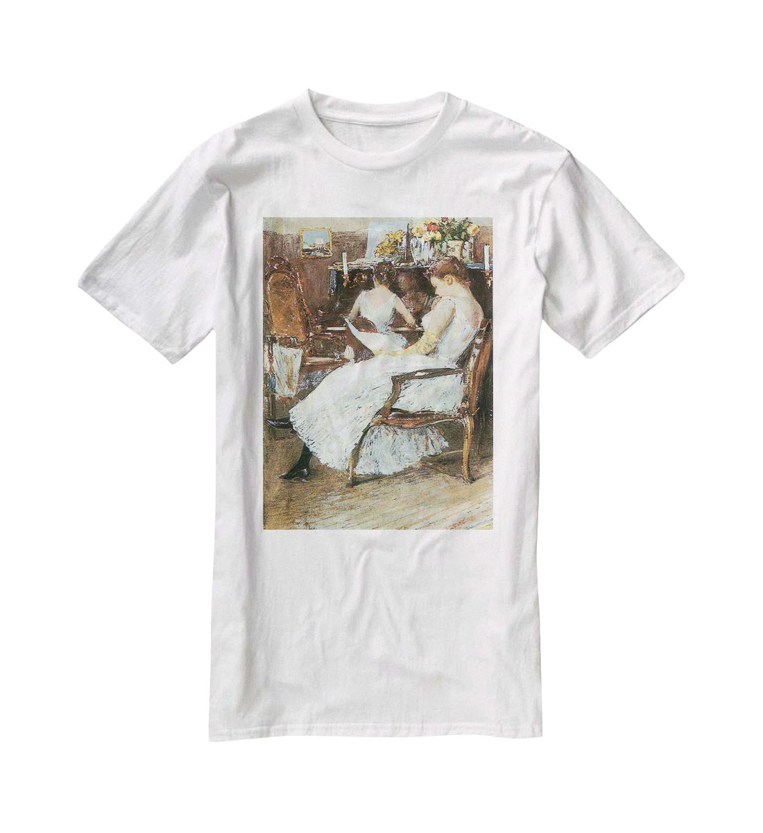 Mrs. Hassam and her sister by Hassam T-Shirt - Canvas Art Rocks - 5