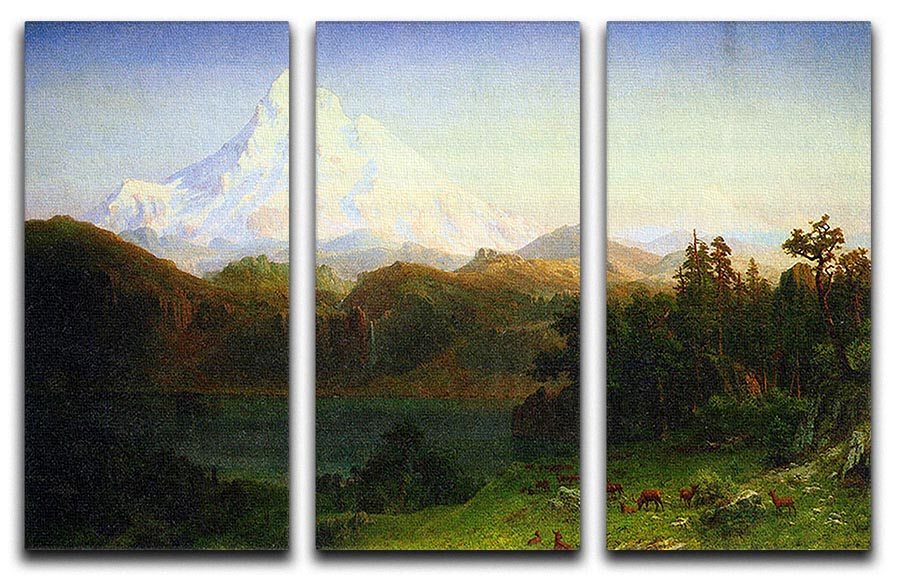 Mt. Hood Oregon by Bierstadt 3 Split Panel Canvas Print - Canvas Art Rocks - 1